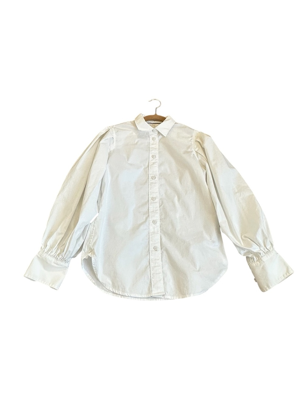 J.Crew Womens 0 White Puff Sleeve Slim Fit Button Front Shirt Romantic Preppy
